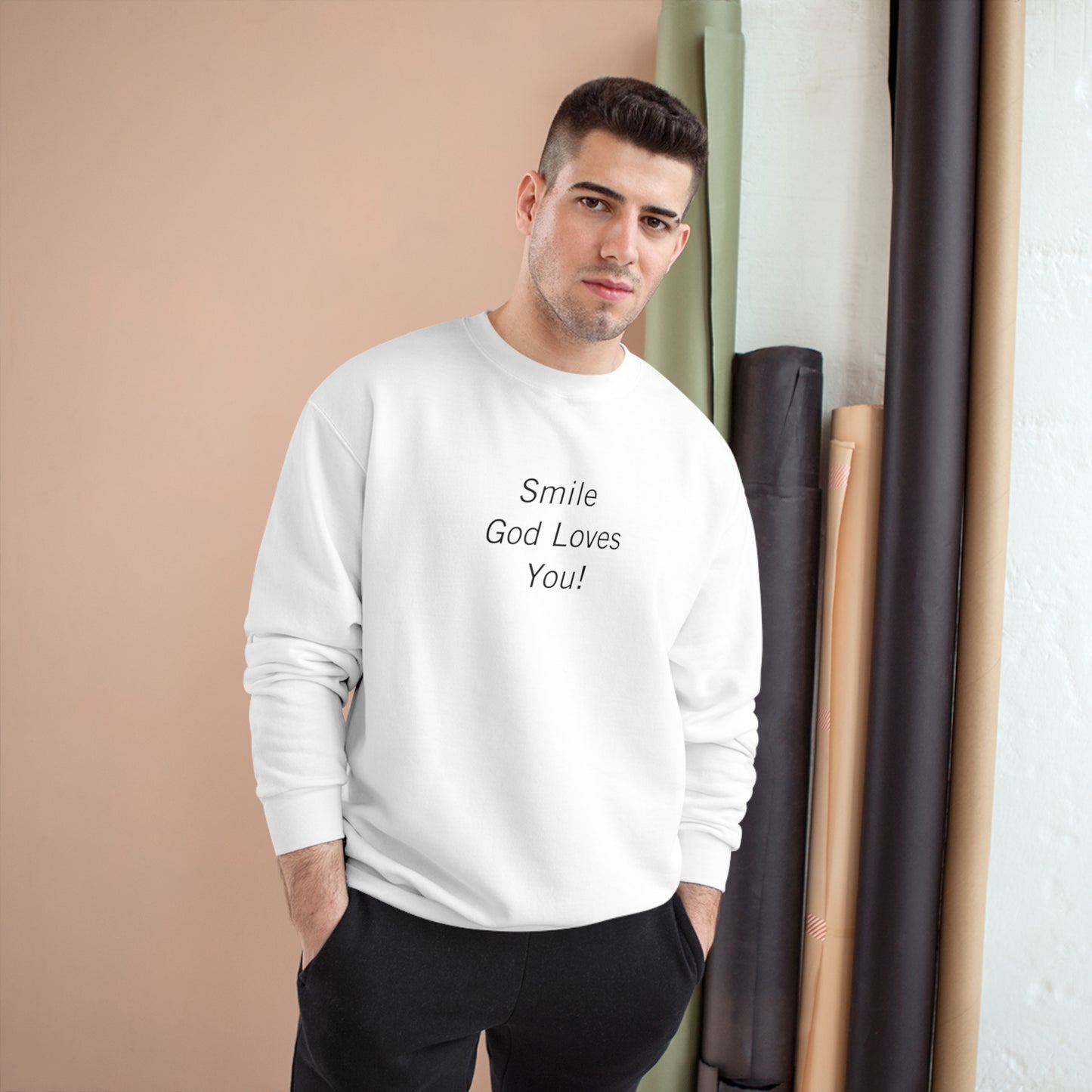 Original Smile God Loves You Front Crewneck Sweatshirt