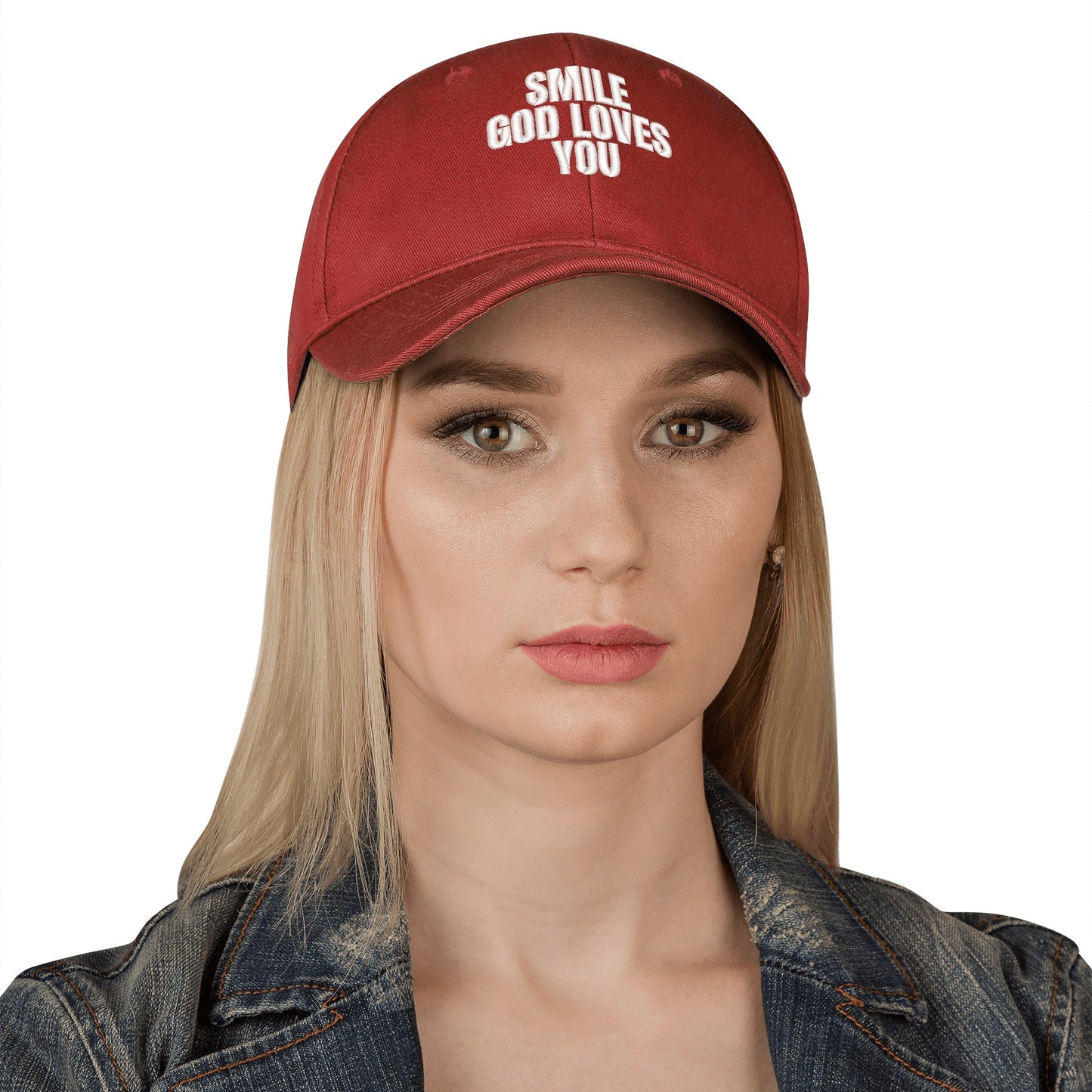 Smile God Loves You Embroidered Baseball Hat
