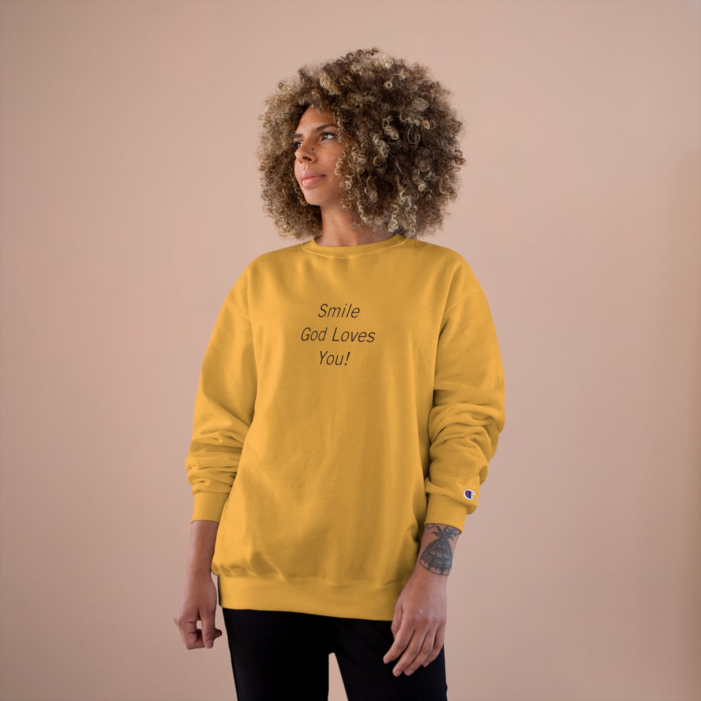Original Smile God Loves You Front Crewneck Sweatshirt