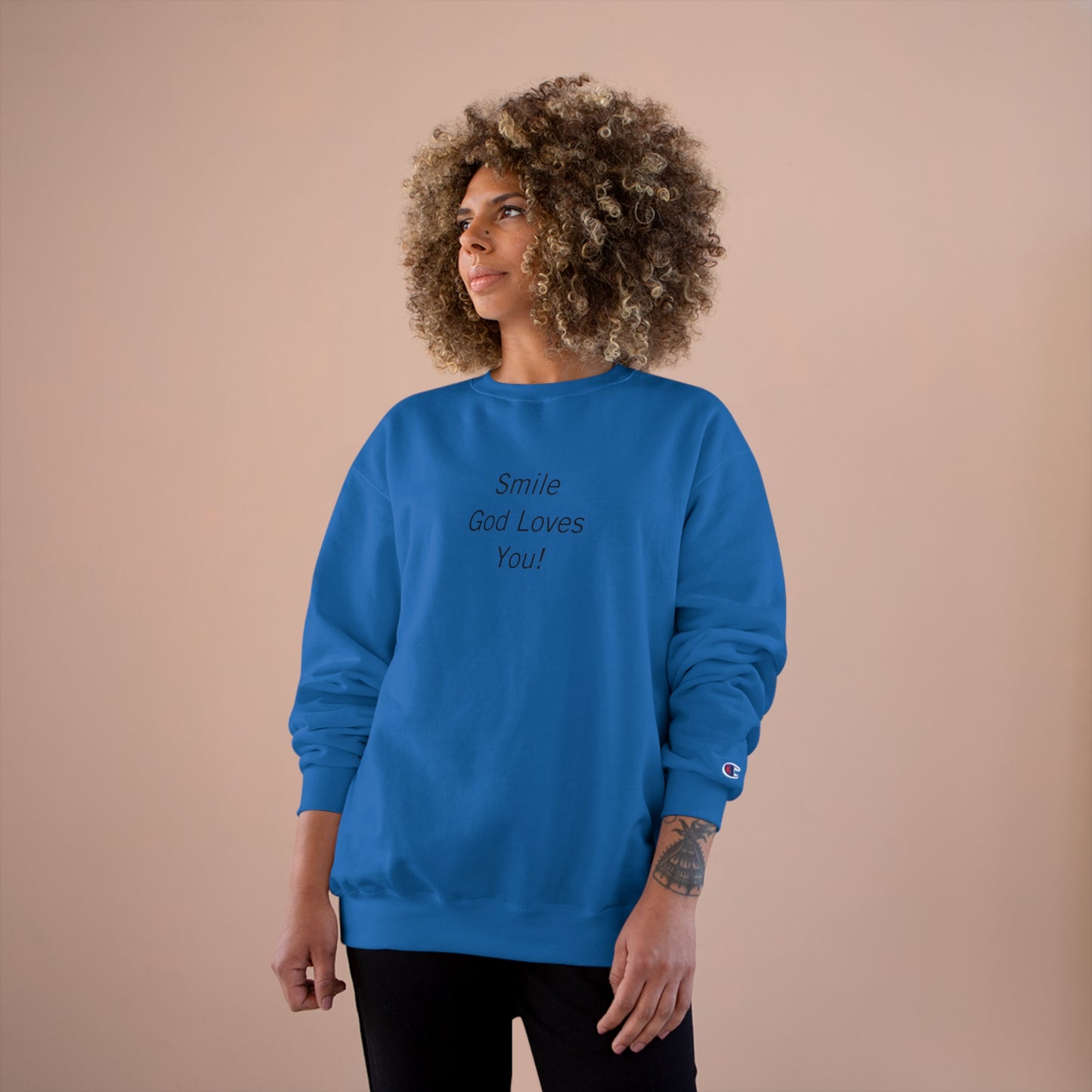 Original Smile God Loves You Front Crewneck Sweatshirt