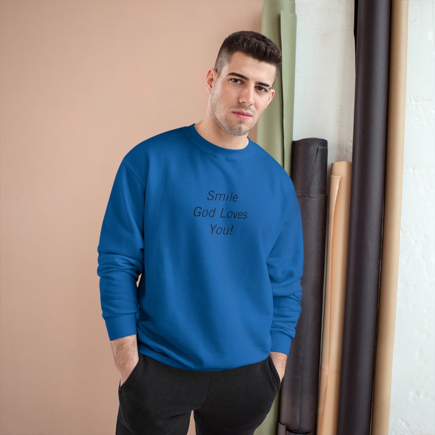 Original Smile God Loves You Front Crewneck Sweatshirt