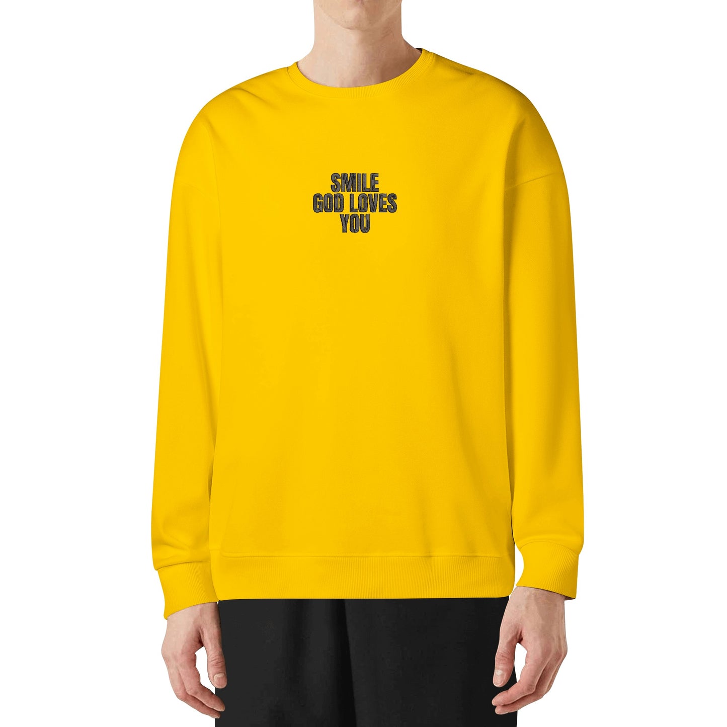 Smile God Loves You Embroidered Crewneck Sweatshirt