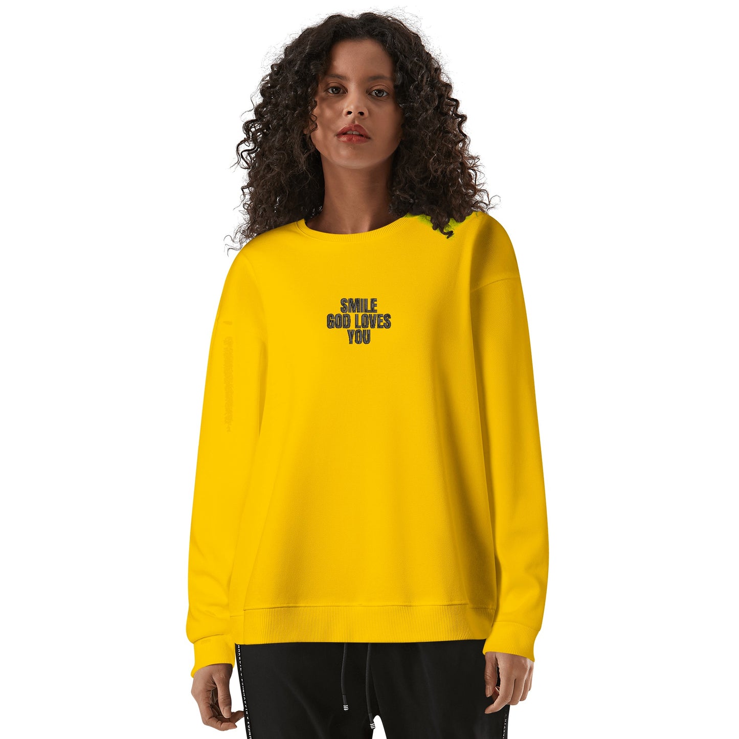 Smile God Loves You Embroidered Crewneck Sweatshirt