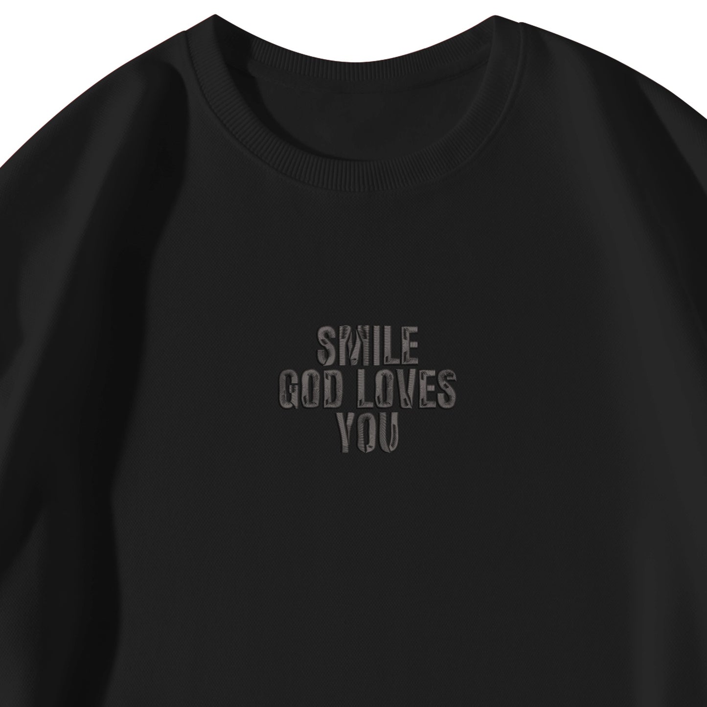 Smile God Loves You Embroidered Crewneck Sweatshirt