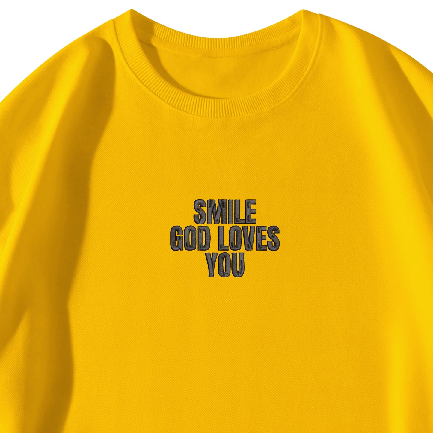Smile God Loves You Embroidered Crewneck Sweatshirt