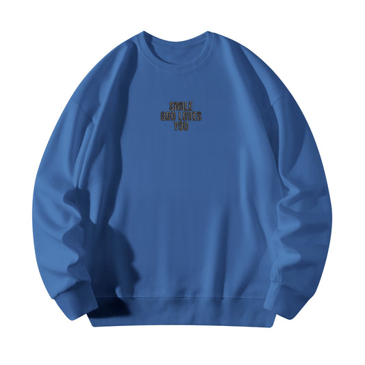 Smile God Loves You Embroidered Crewneck Sweatshirt
