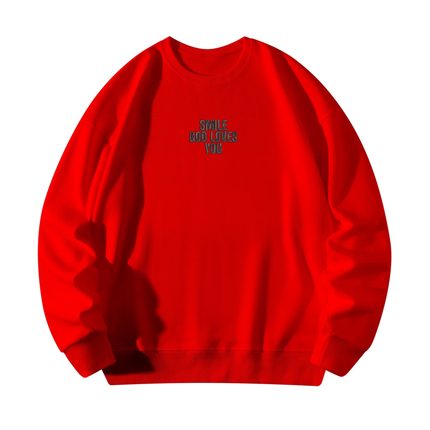 Smile God Loves You Embroidered Crewneck Sweatshirt