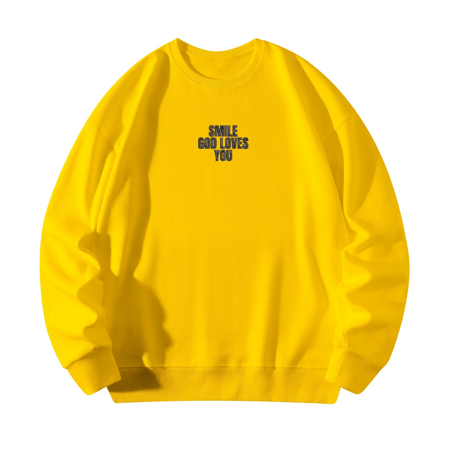 Smile God Loves You Embroidered Crewneck Sweatshirt