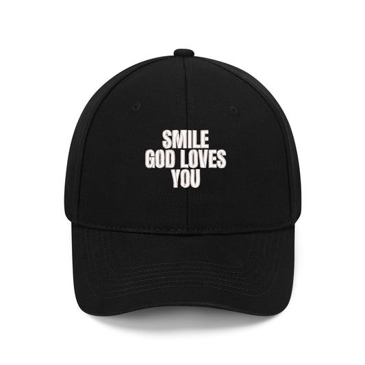 Smile God Loves You Embroidered Baseball Hat
