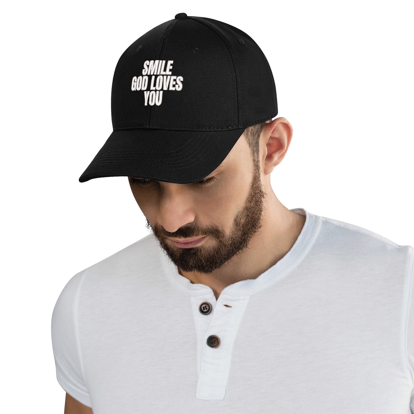 Smile God Loves You Embroidered Baseball Hat