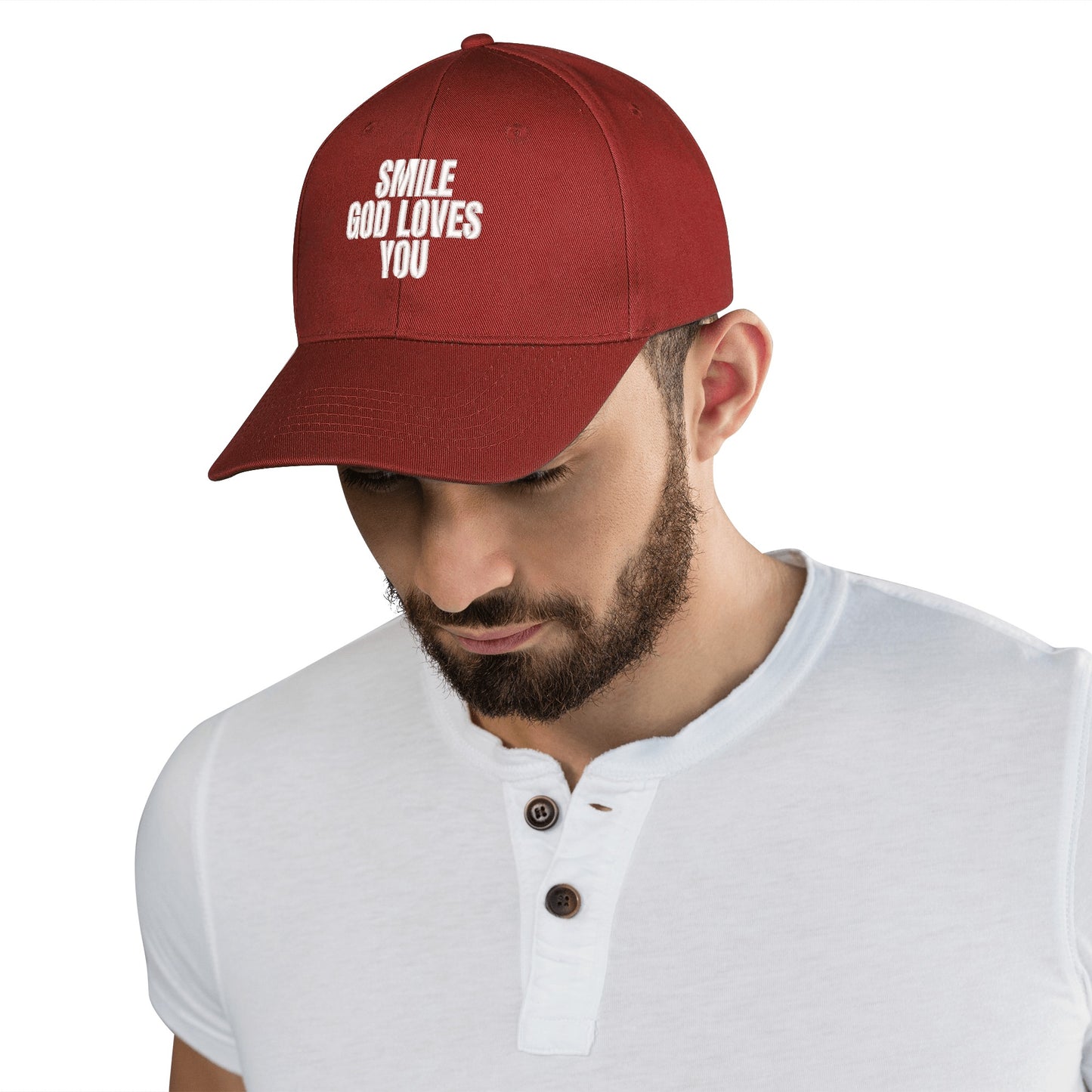 Smile God Loves You Embroidered Baseball Hat