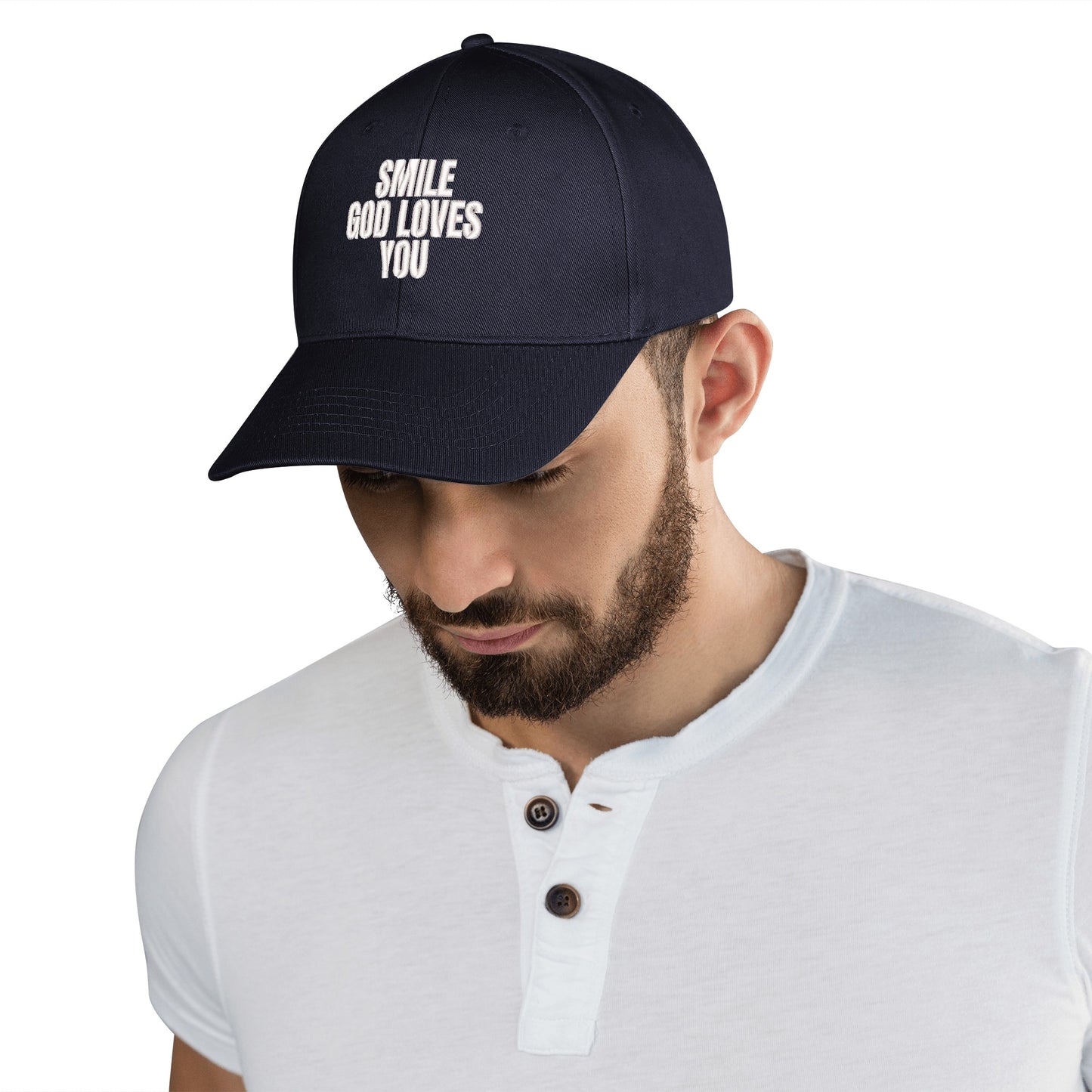 Smile God Loves You Embroidered Baseball Hat