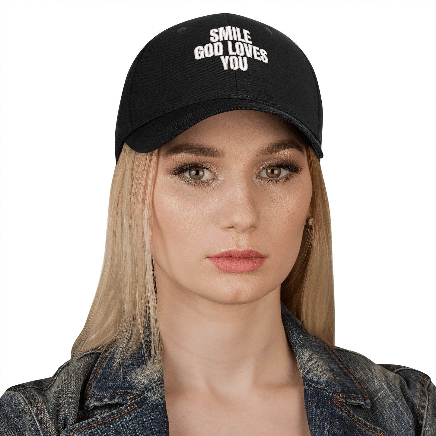 Smile God Loves You Embroidered Baseball Hat