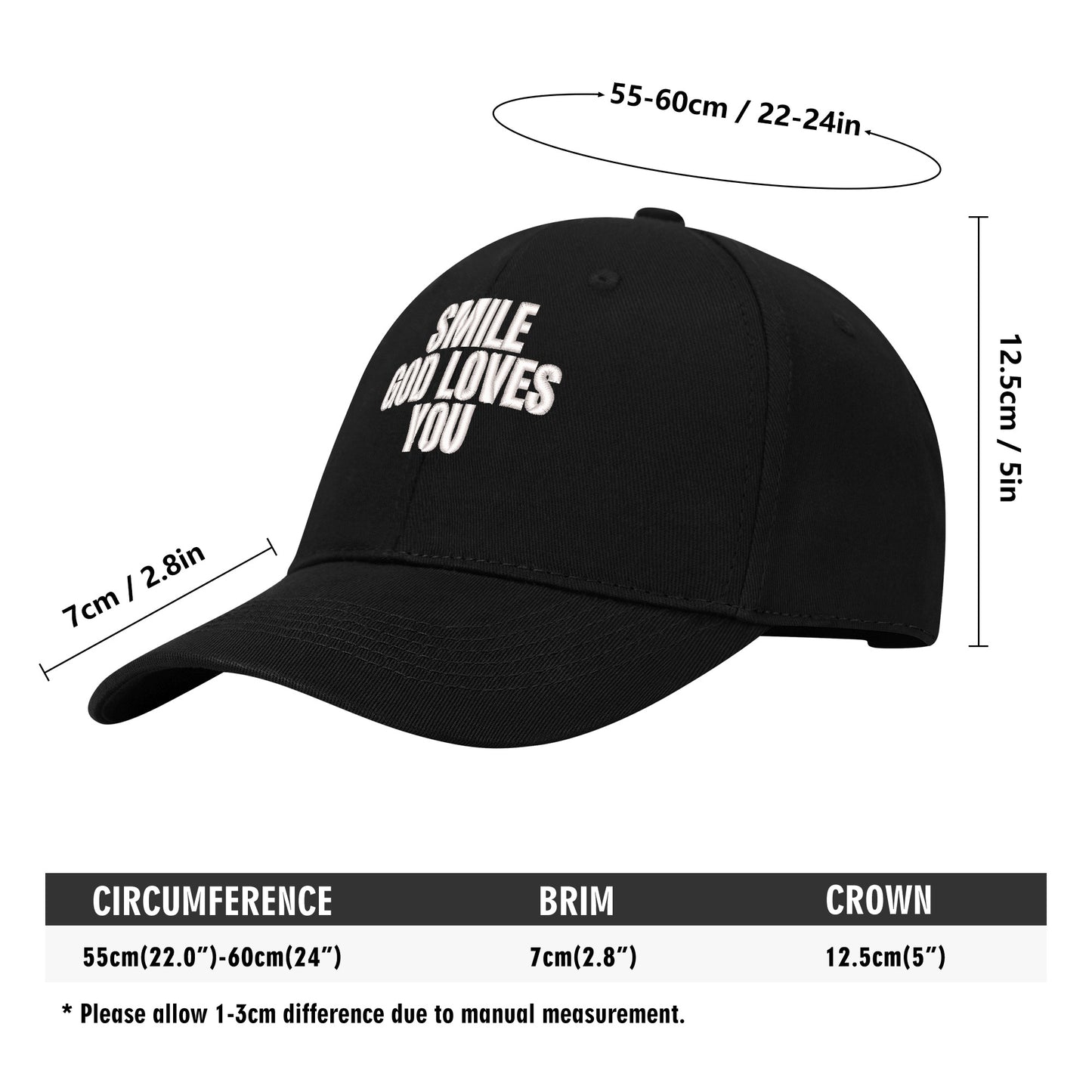 Smile God Loves You Embroidered Baseball Hat