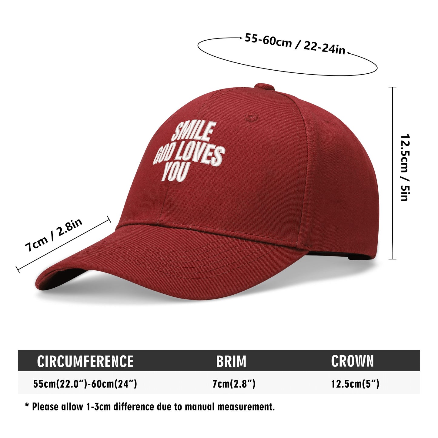 Smile God Loves You Embroidered Baseball Hat
