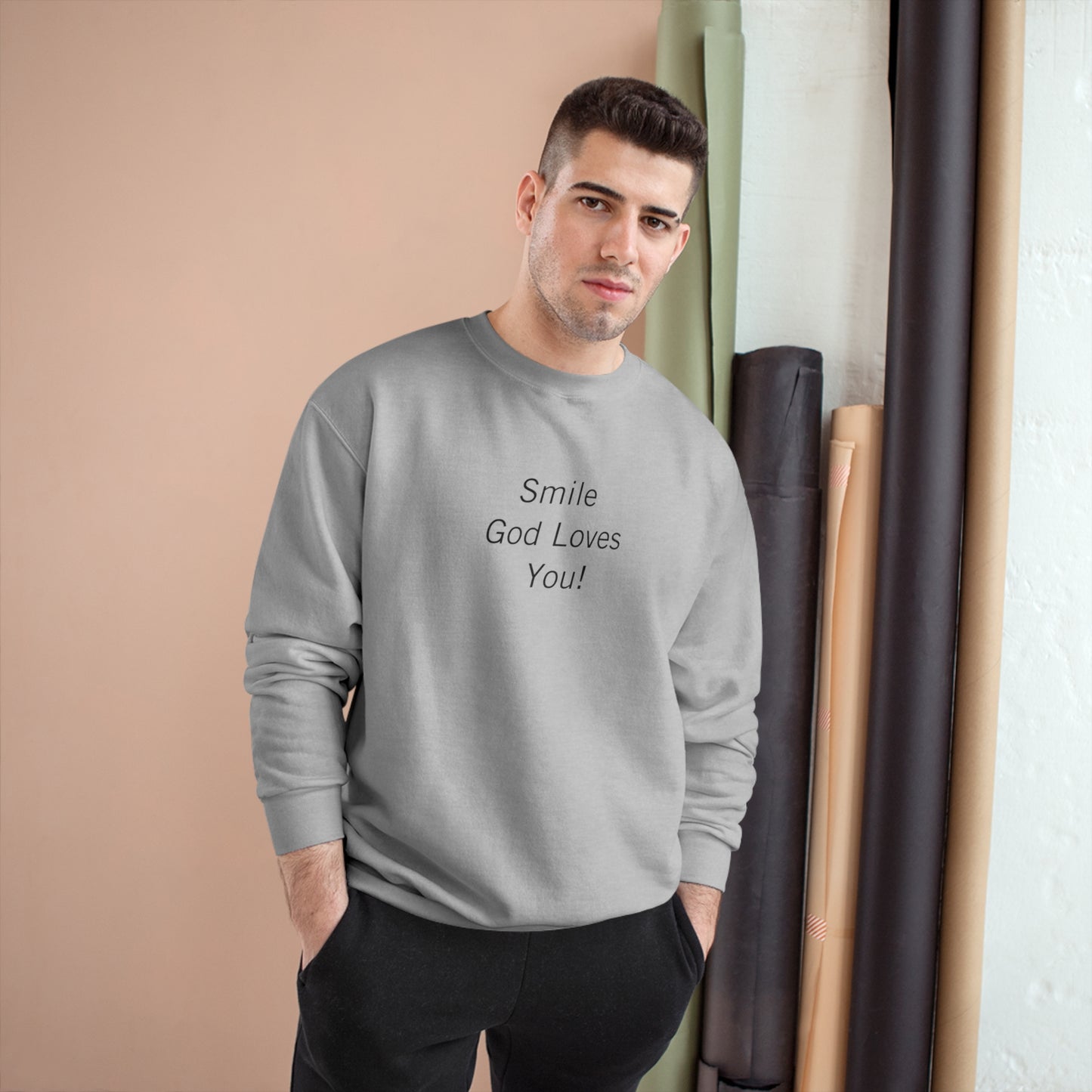 Original Smile God Loves You Front Crewneck Sweatshirt