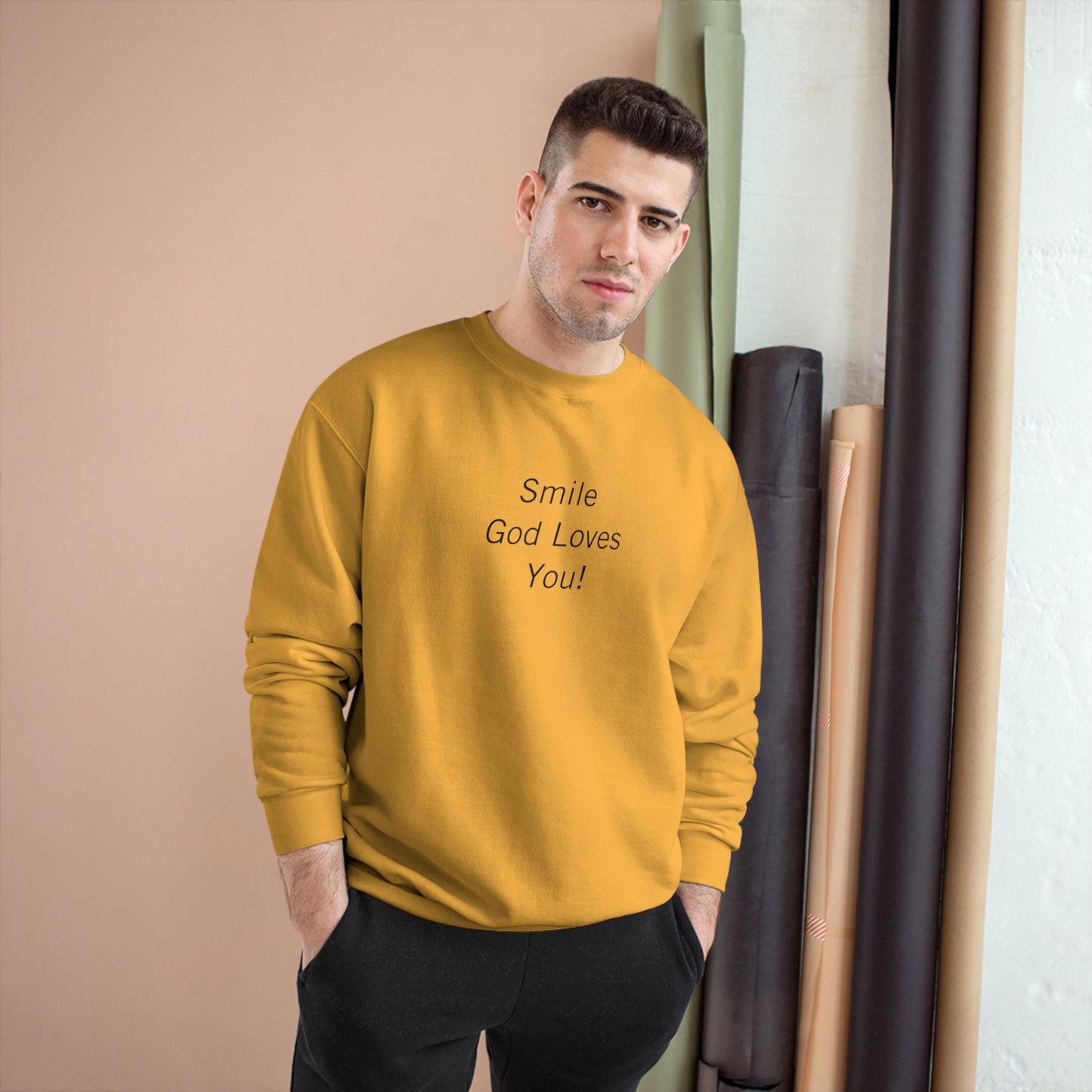 Original Smile God Loves You Front Crewneck Sweatshirt
