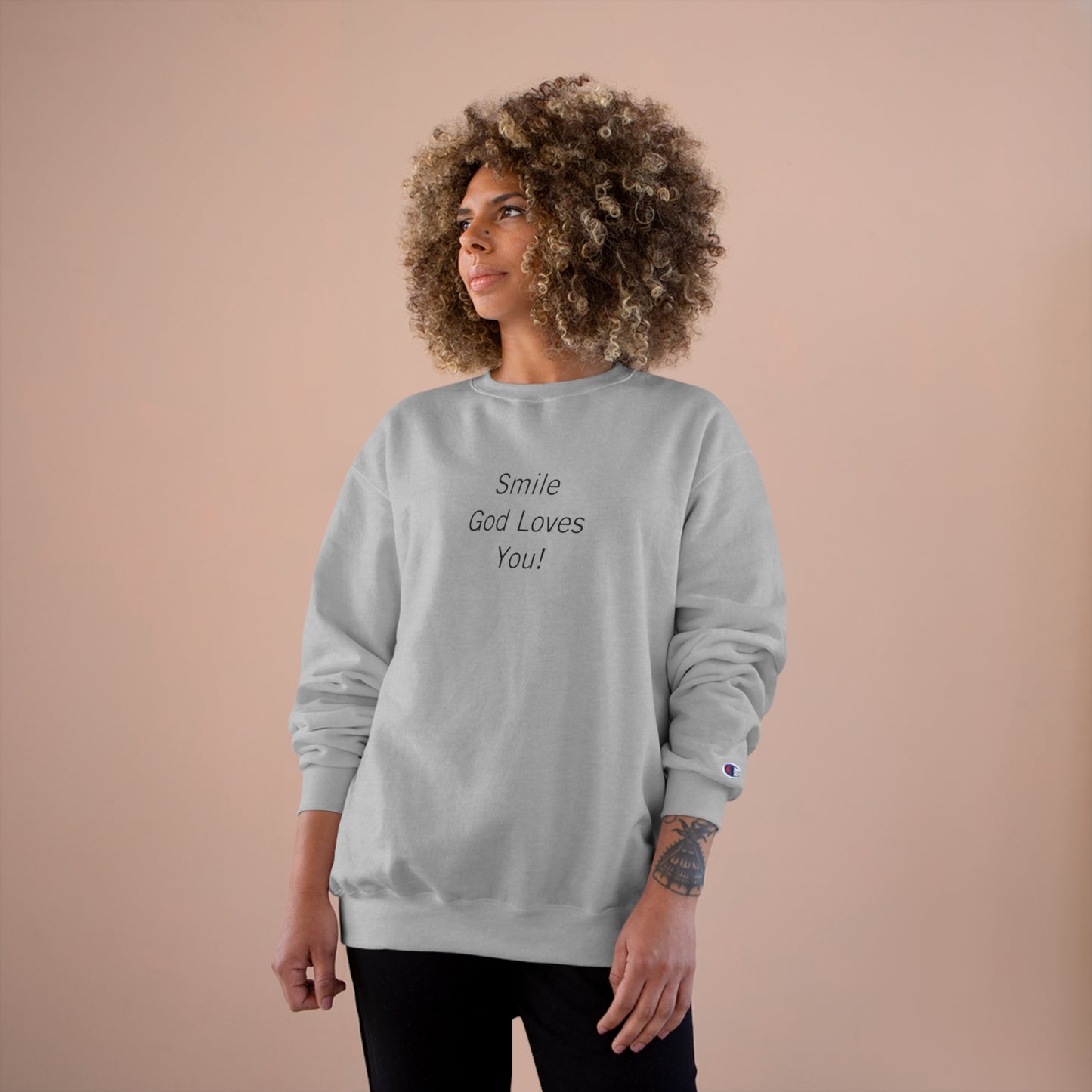 Original Smile God Loves You Front Crewneck Sweatshirt