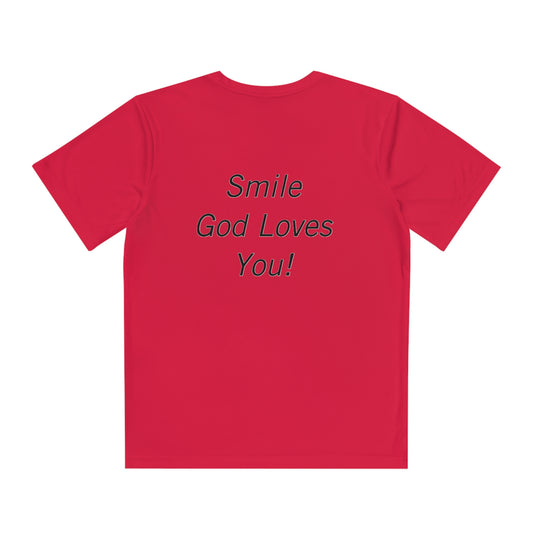 Kids Smile God Loves You Moisture Wicking Tee