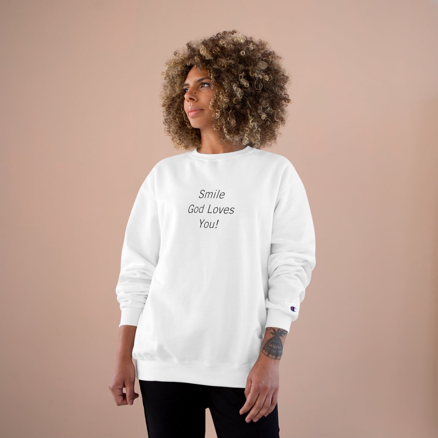 Original Smile God Loves You Front Crewneck Sweatshirt